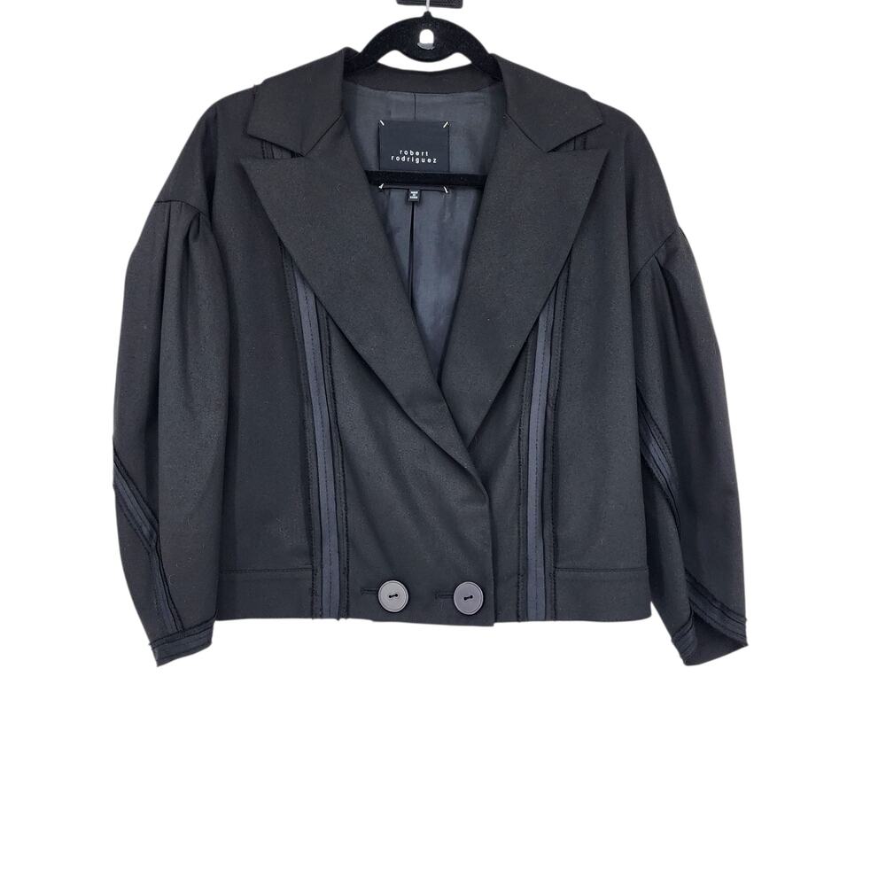 Robert Rodriguez Short Black Notched Collar Botton Button Blazer Size 8